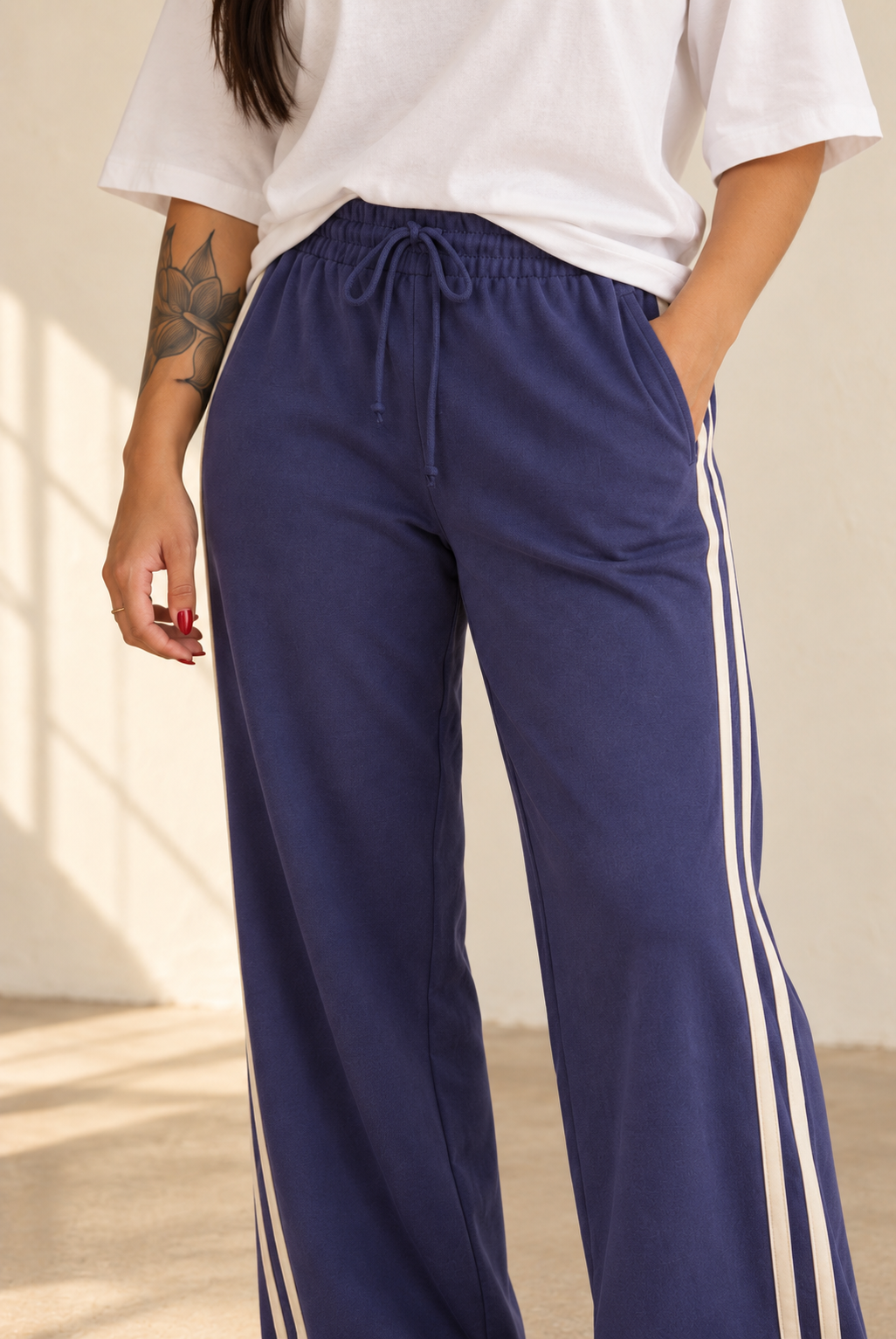 The Side-Stripe Straight-Leg Pant in Navy