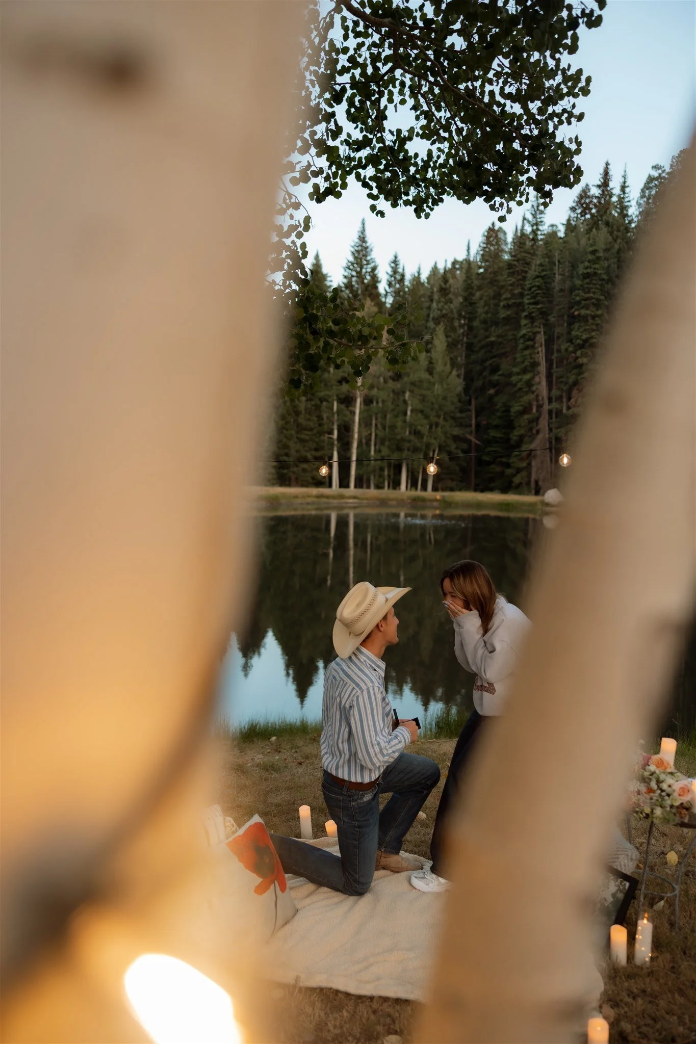 Couples gets engaged lakeside