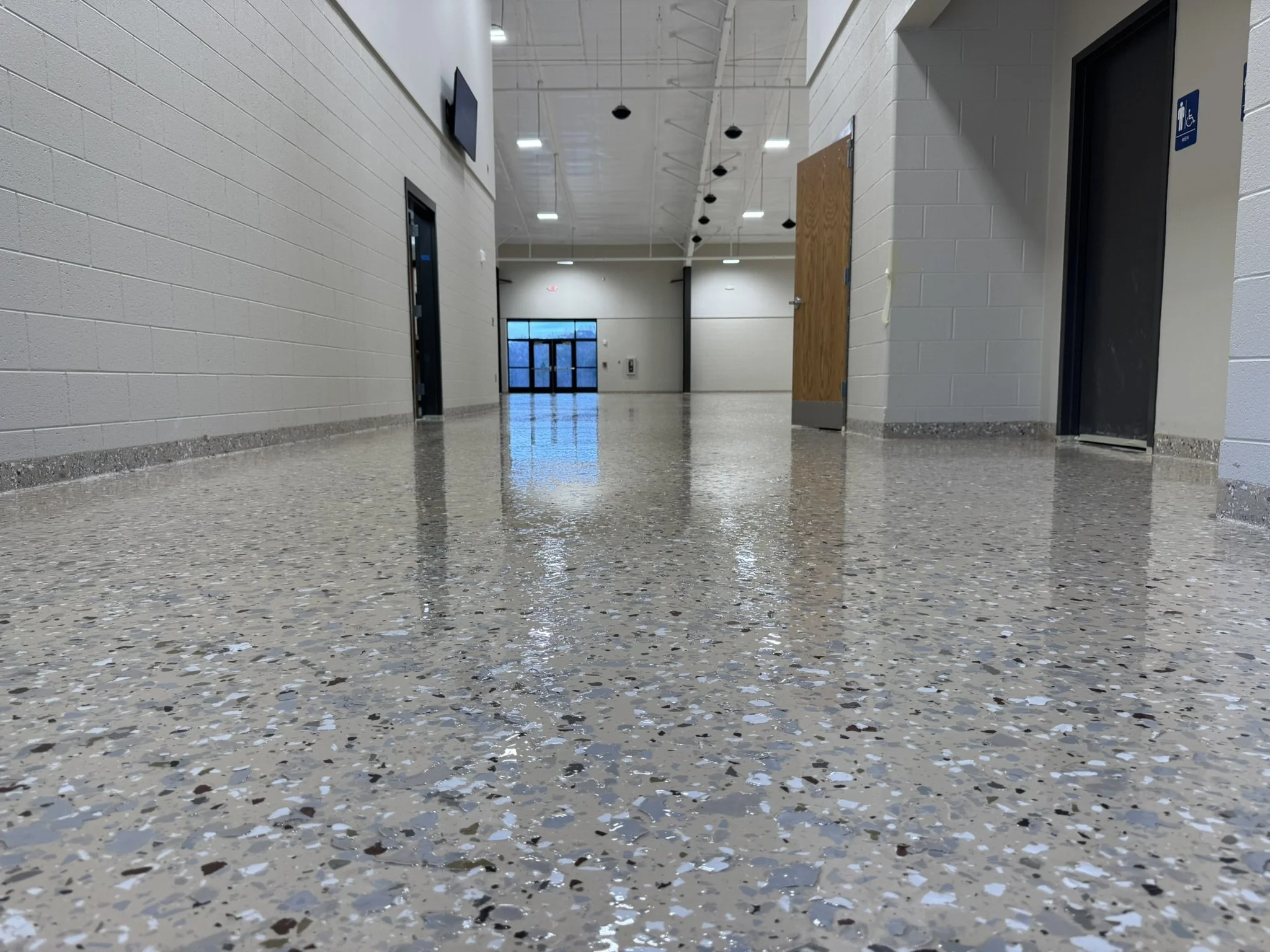 Flake epoxy flooring in Madison County Ag Center in Danielsville, Ga
