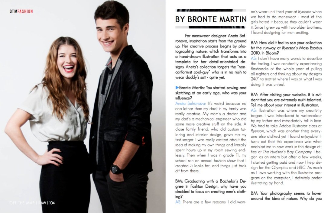 aneta sofronova toronto interview designer sustainable menswear fashion