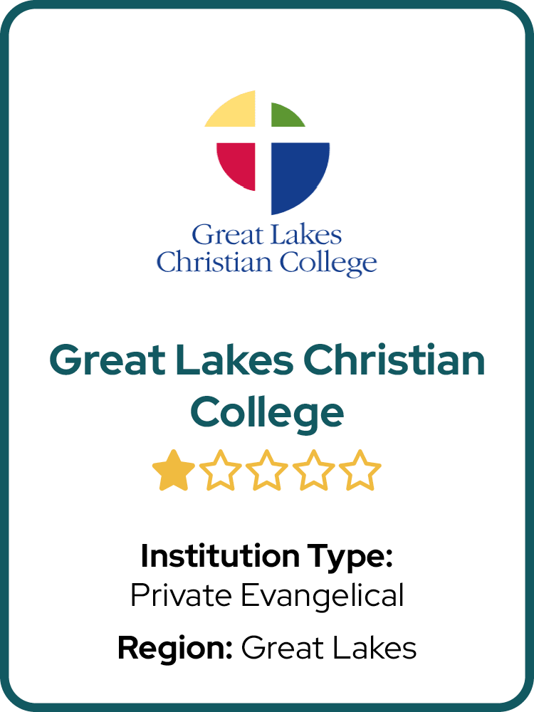  	Evangelical	  
 	Great Lakes	 
 	⭑	  
 	MI	 
 	Great Lakes Christian College	 