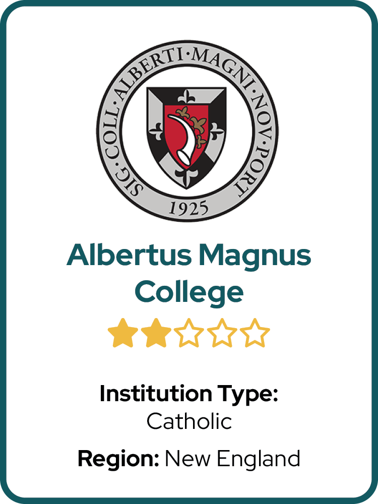  	Catholic	  
 	New England	 
 	⭑ ⭑	  
 	CT	 
 	Albertus Magnus College	 