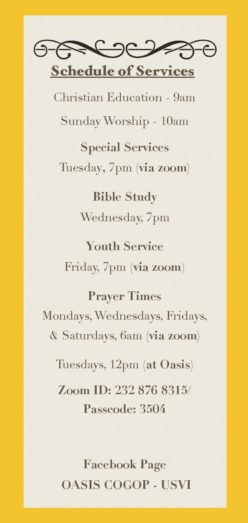 Calendar — Oasis COGOP