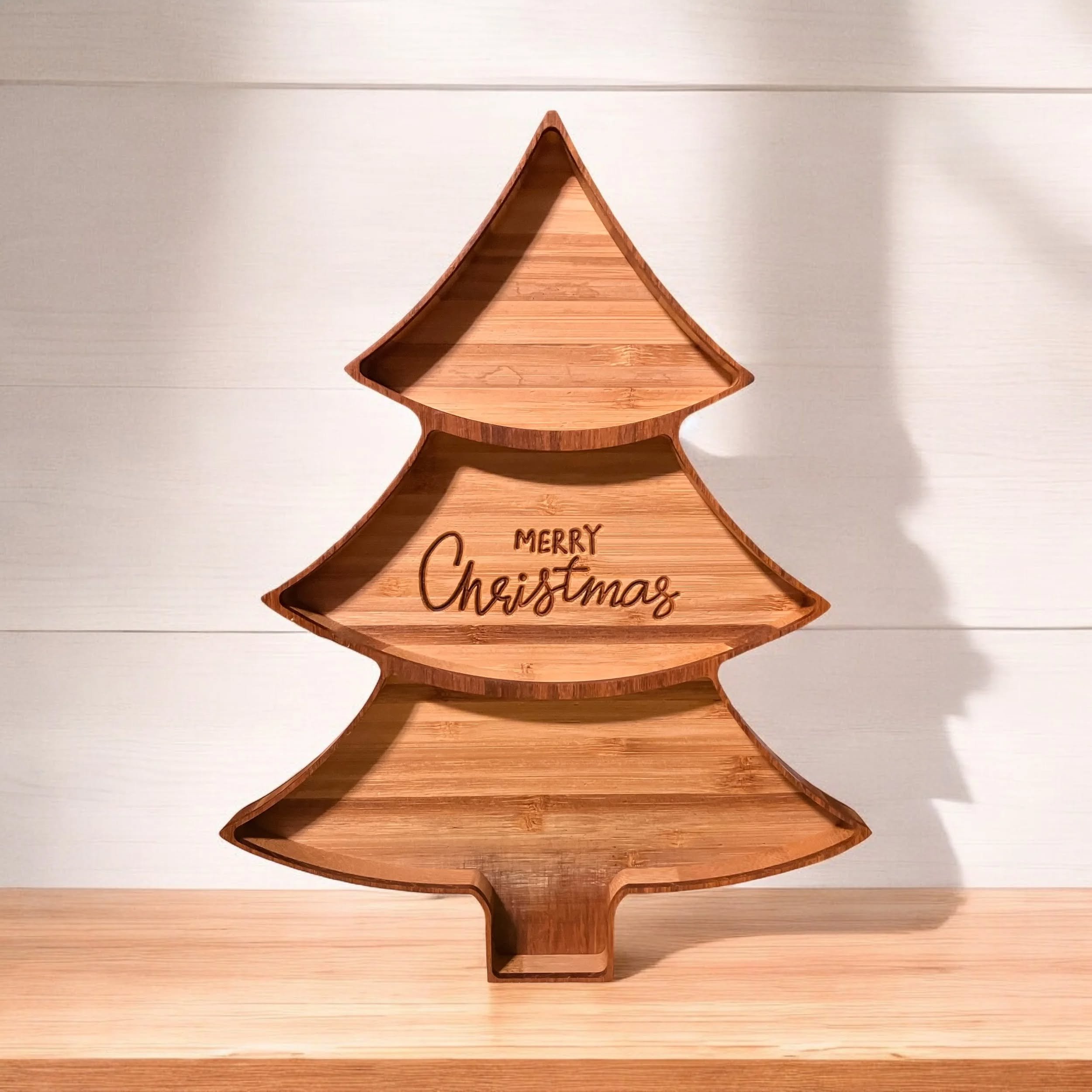 Our Christmas Tree Tray 🎄 Cut on the CNC, finished by hand in bamboo &mdash; 11" x 9" with a 3/4" well. Great for keys by the front door, candy dishes, or as a Christmas gift. $25. DM to order, or find it in the shop.
