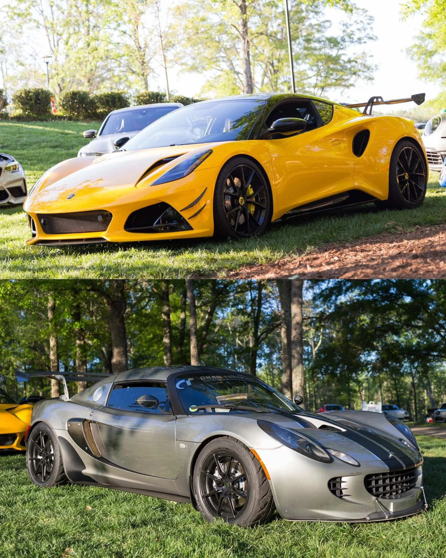 The GearOne Agency booth will have a British Invasion tomorrow. 🇬🇧 Make sure to stop by at @obeythecrave Cars &amp; Coffee at @bridgewaystation to check out both of these Lotuses that will be on display. Thank you @screwedtogether1 and @supramk86 f