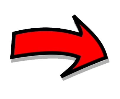Red arrow pointing to the right with a black outline and shadow.