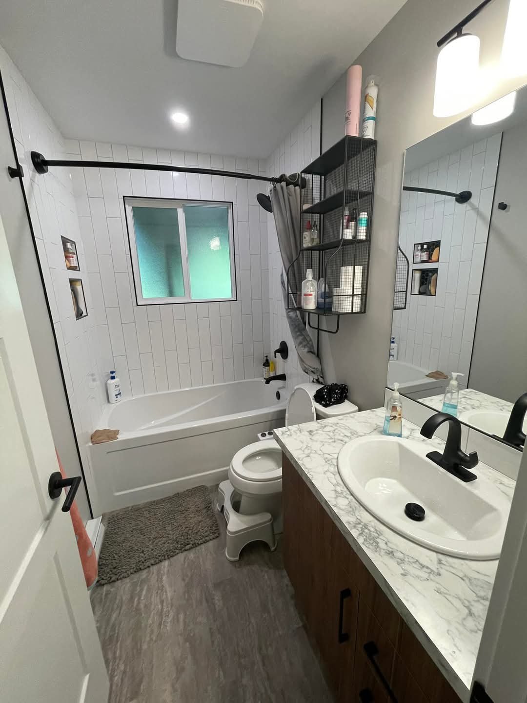 Finished bathroom after gutting to the studs