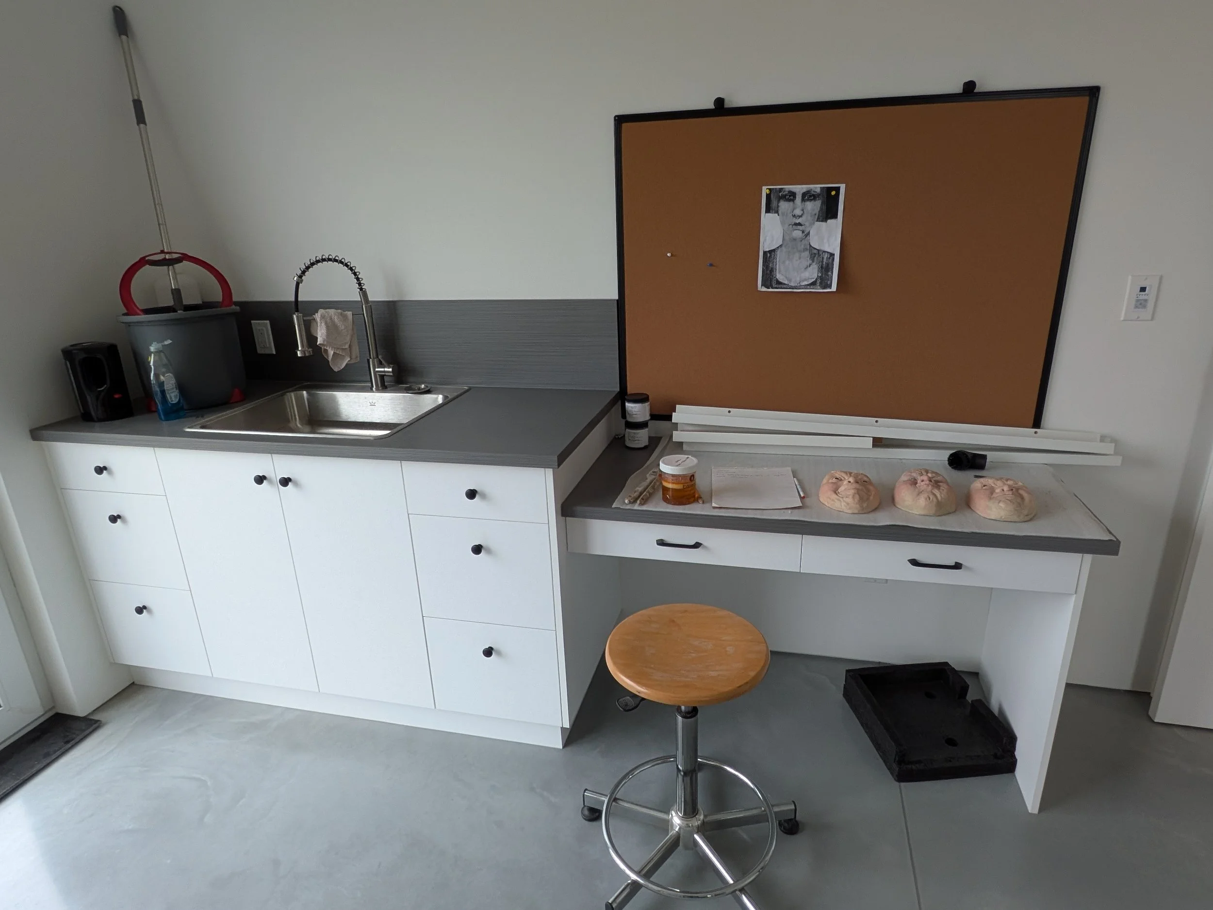 Art studio desk and wash sink