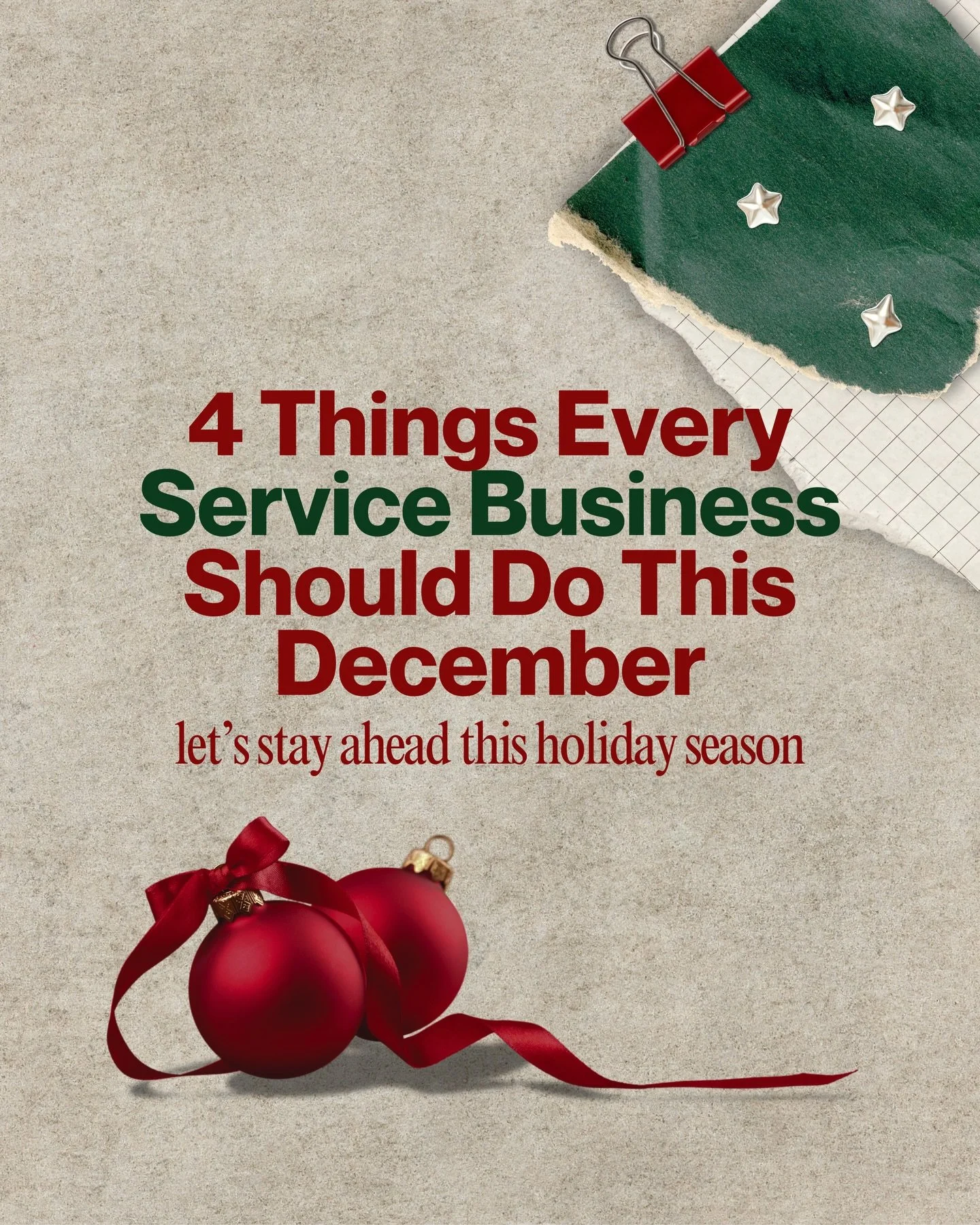 Service-based business owners: December is the perfect time to tighten up your systems and get ahead before January hits! ✨

Here are 4 things you should absolutely prioritize before the year ends:
✔ Review your offers + pricing
✔ Refresh your onboar