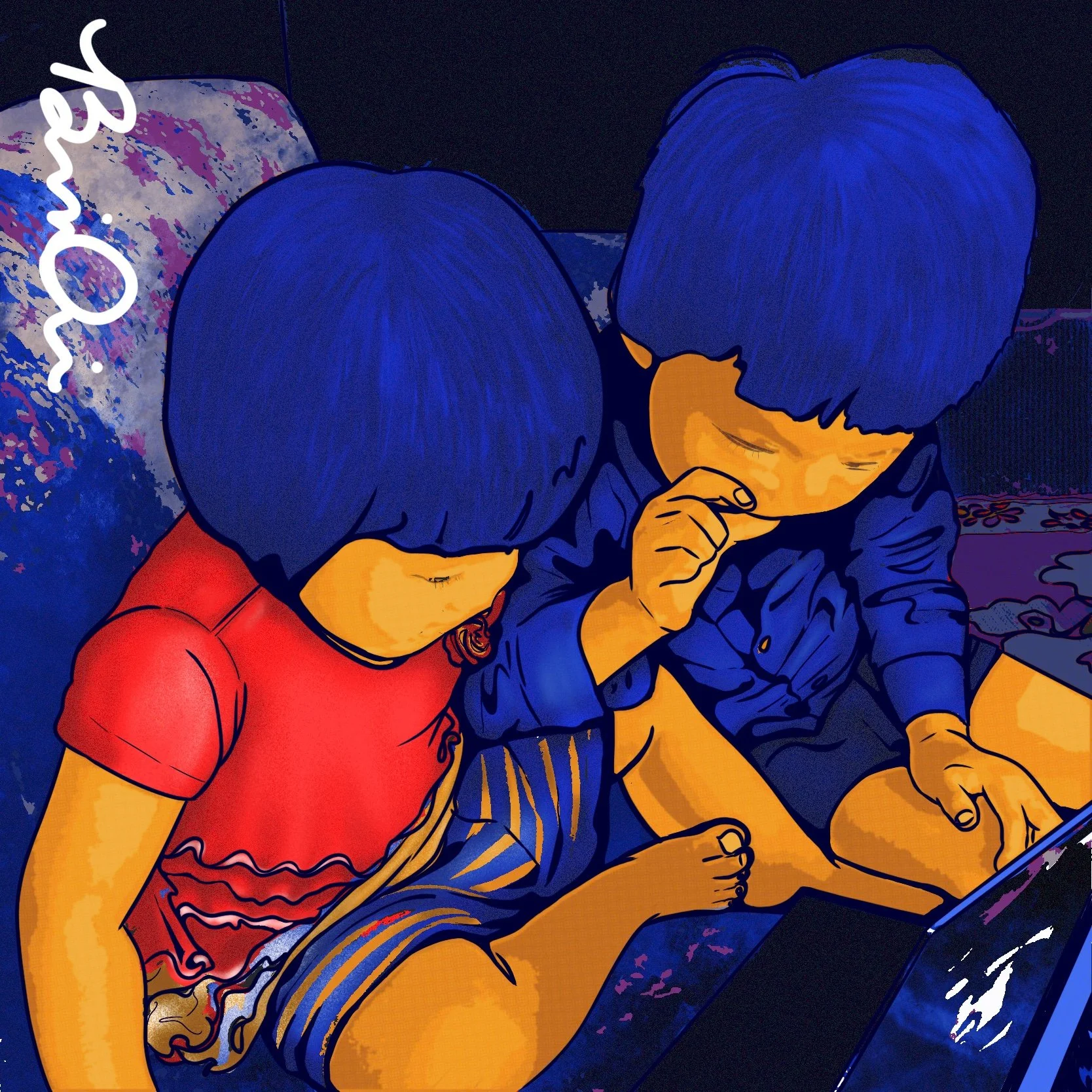 "Screen Share"  Digital Illustration, Procreate 2023