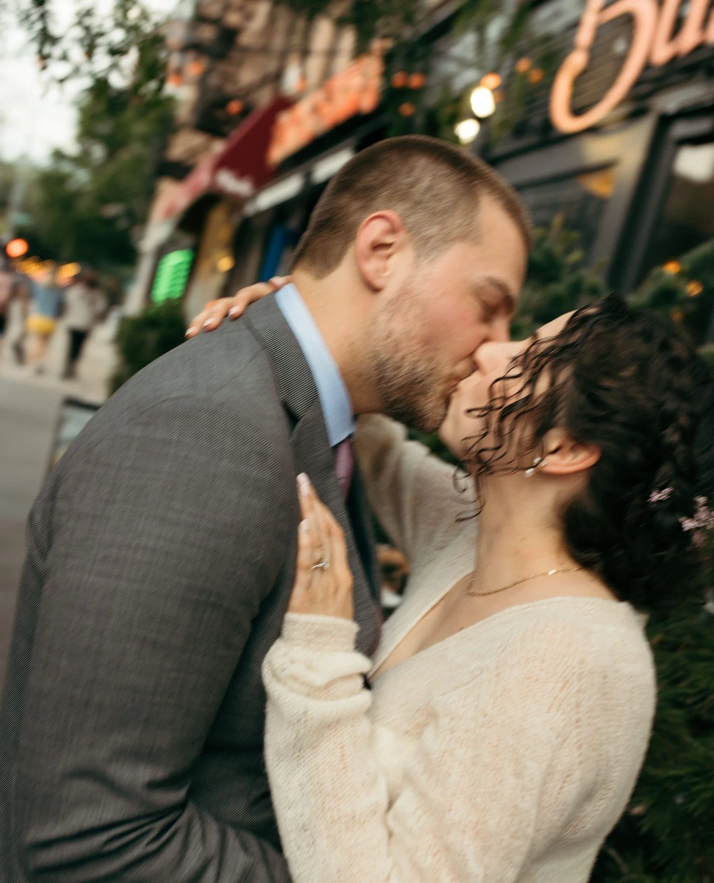 Cinematic smooching courtesy of Keith and Abbey 📽️ 💕⁠
⁠
Day-of coordinator: @nikkirisevents⁠
Ceremony venue: @87thstreetgardennyc⁠
Reception venue: @bustanny⁠
Abbey&rsquo;s hair and makeup: @fabiprobeauty⁠
Dress: @amsale