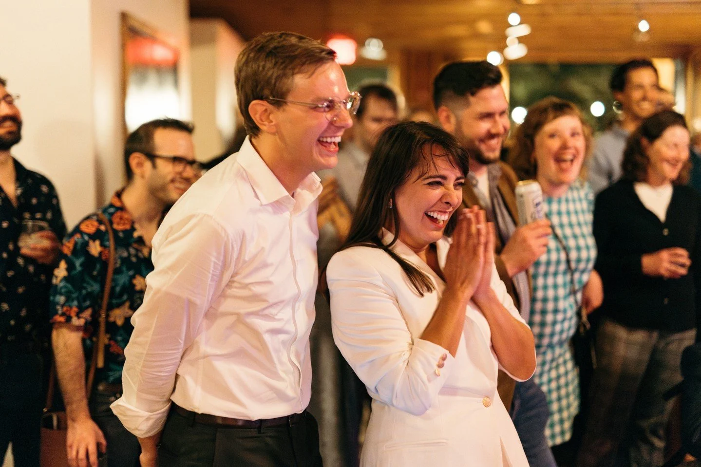 The night before Em &amp; Zack⁠'s wedding brought the warmest welcome of family &amp; friends!⁠
⁠
Friday evening, they hosted a rehearsal dinner as the sun set, and hosted welcome drinks on the deck outside the lodge. As it began to rain, the party t