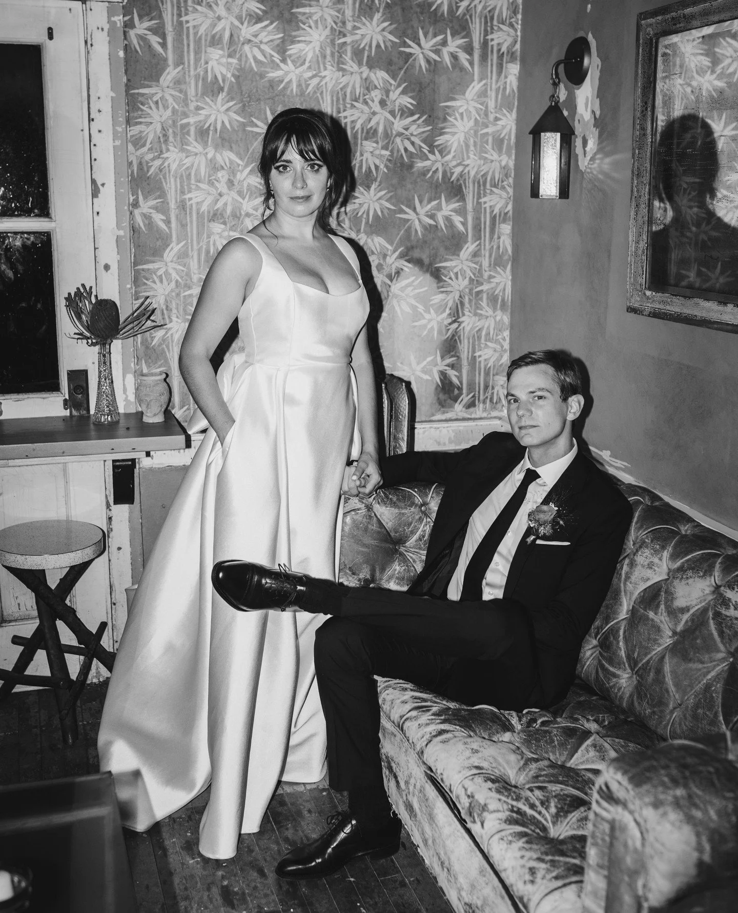 Black &amp; white of Em &amp; Zack's big day 📸⁠
⁠.⁠
Venue &amp; Catering: @touristswelcome⁠
Gown: @halfpennylondon @theonebridalny⁠
Hair Stylist: @theclipshop⁠
Invitations: @czarpress⁠
Floral Designer: @justyn_griffin_creative ⁠
Tent and Rentals: @c