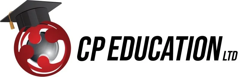Logo of CP Education Ltd with a graduation cap and a stylized red atom symbol.
