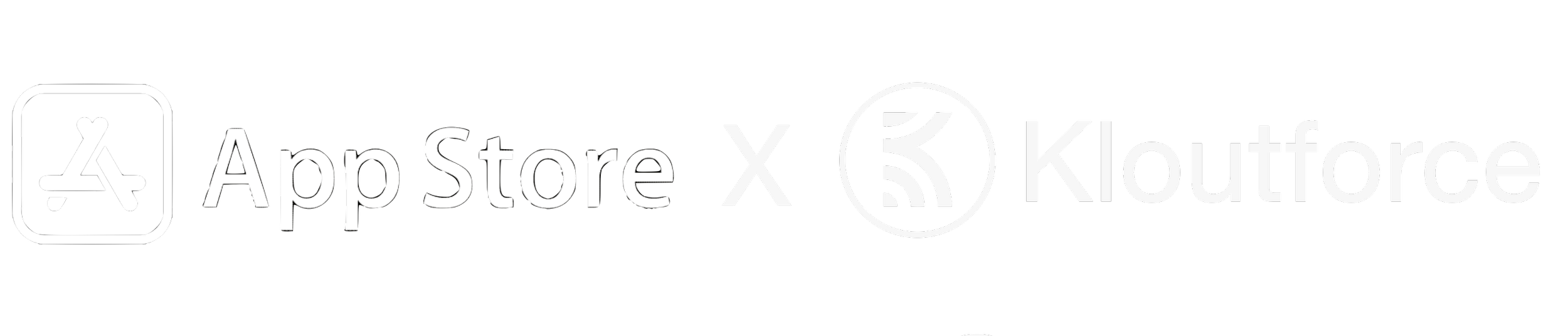 Logos of the Apple App Store and Koutforce on a black background.