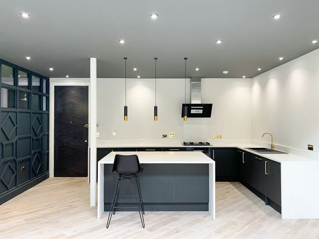 "Smart and integrated kitchen in new build apartment near Stratford station at Tanners House new build homes"
