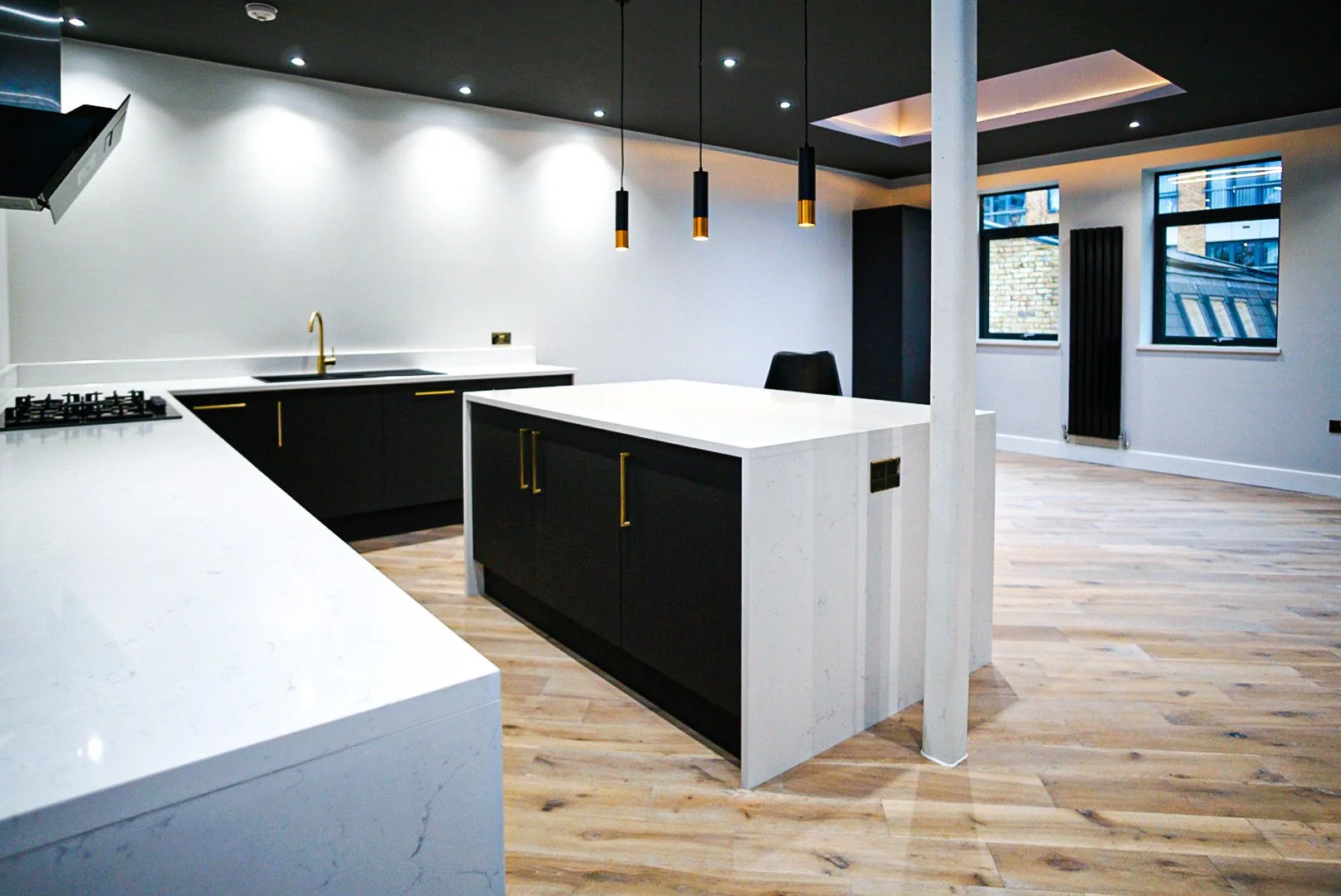 "Smart and integrated kitchen in new build apartment near Stratford station at Tanners House new build homes"