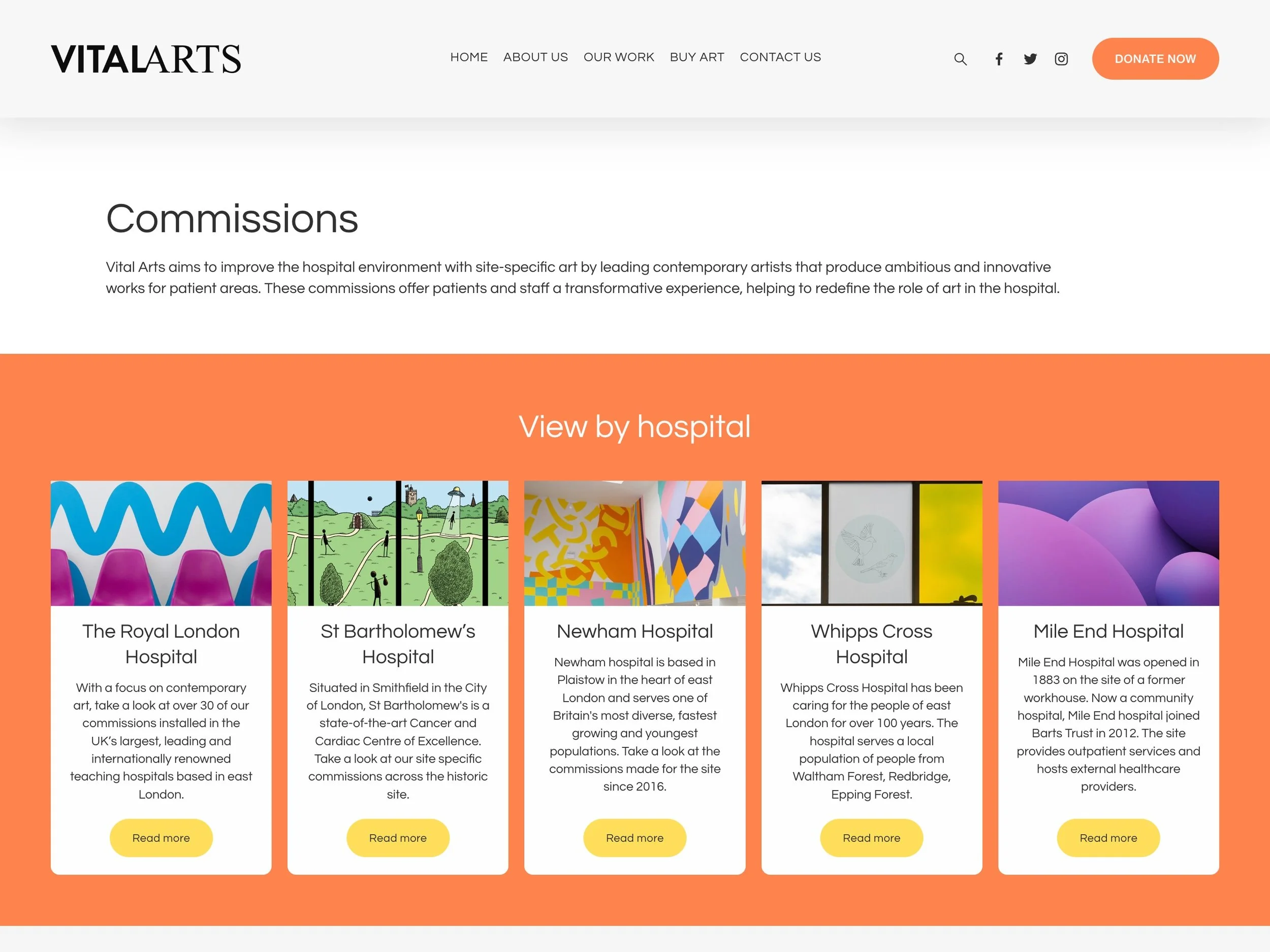The Vital Arts website, designed and built on Squarespace by olio creative