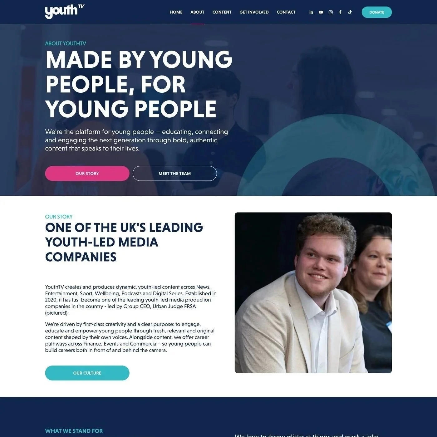 The YouthTV website, designed and built on Squarespace by olio creative