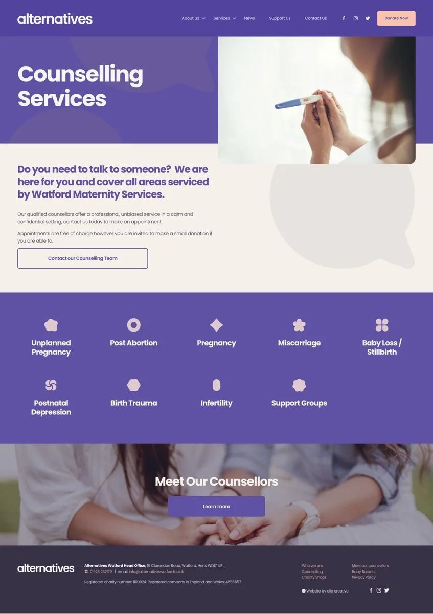 Website screenshot for Alternatives