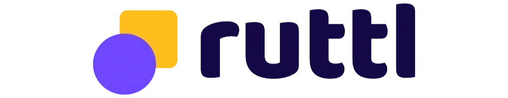 Close-up of the Skuttle logo featuring a blue circle, yellow square, and the word 'ruti' in dark blue letters.