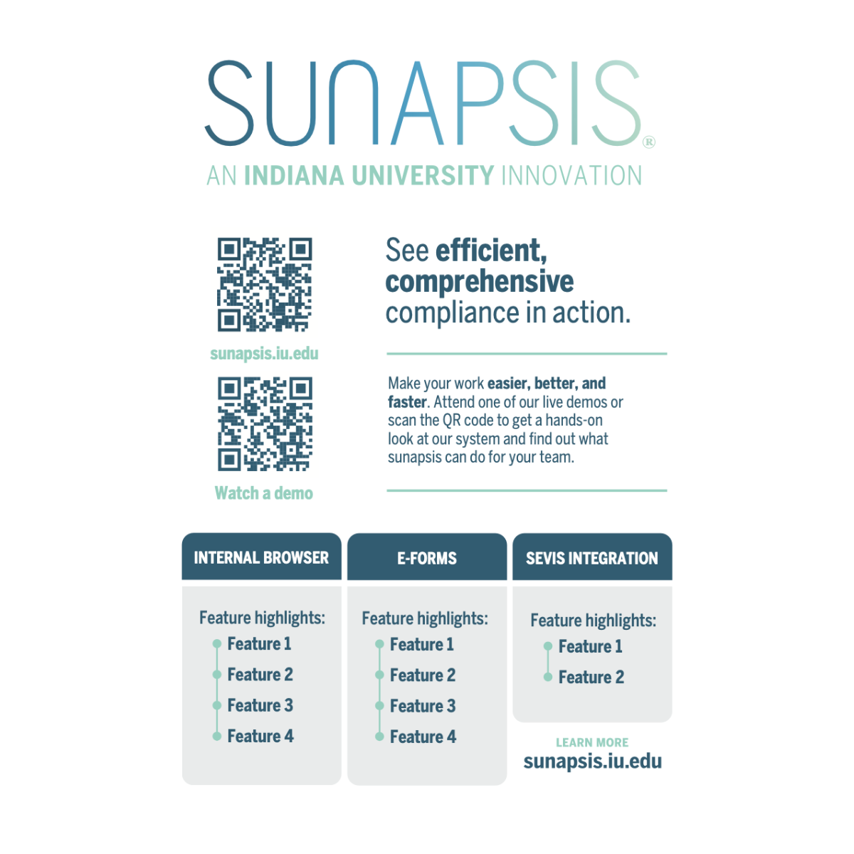 a tabletop banner for SUNAPSIS