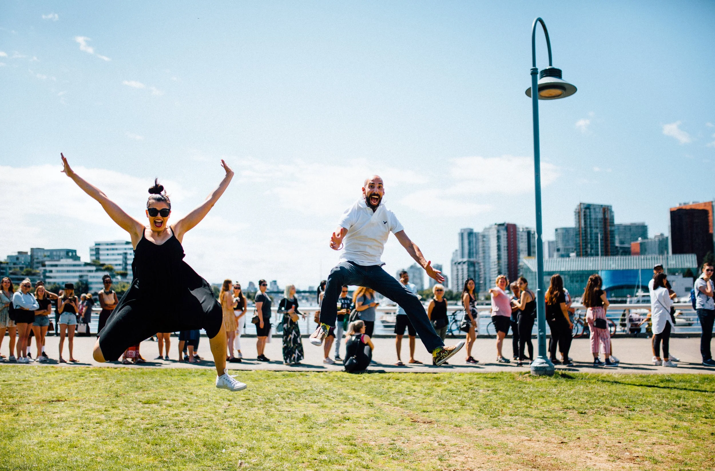 Jumping for joy at Vancouver Vegan Festival. Photo by Tosha Lobsinger.