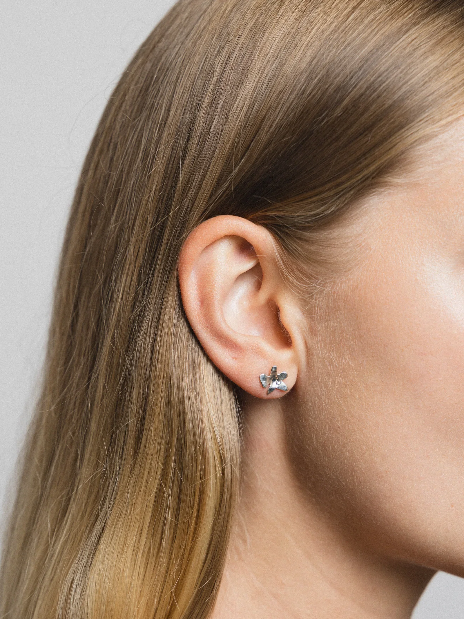 Wolf Circus Flower Charm Stud Earrings - Sterling Silver