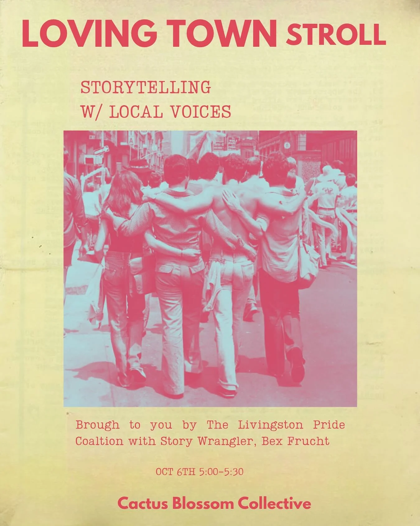 Join us tomorrow afternoon in a celebration of community with the @livingstonpridecoalition Loving Town Stroll! 

Monday, October 6th, 2025.

All ages are welcome!

4:00pm: Join us upstairs at @wheatgrassbooks for a cozy reading event featuring membe