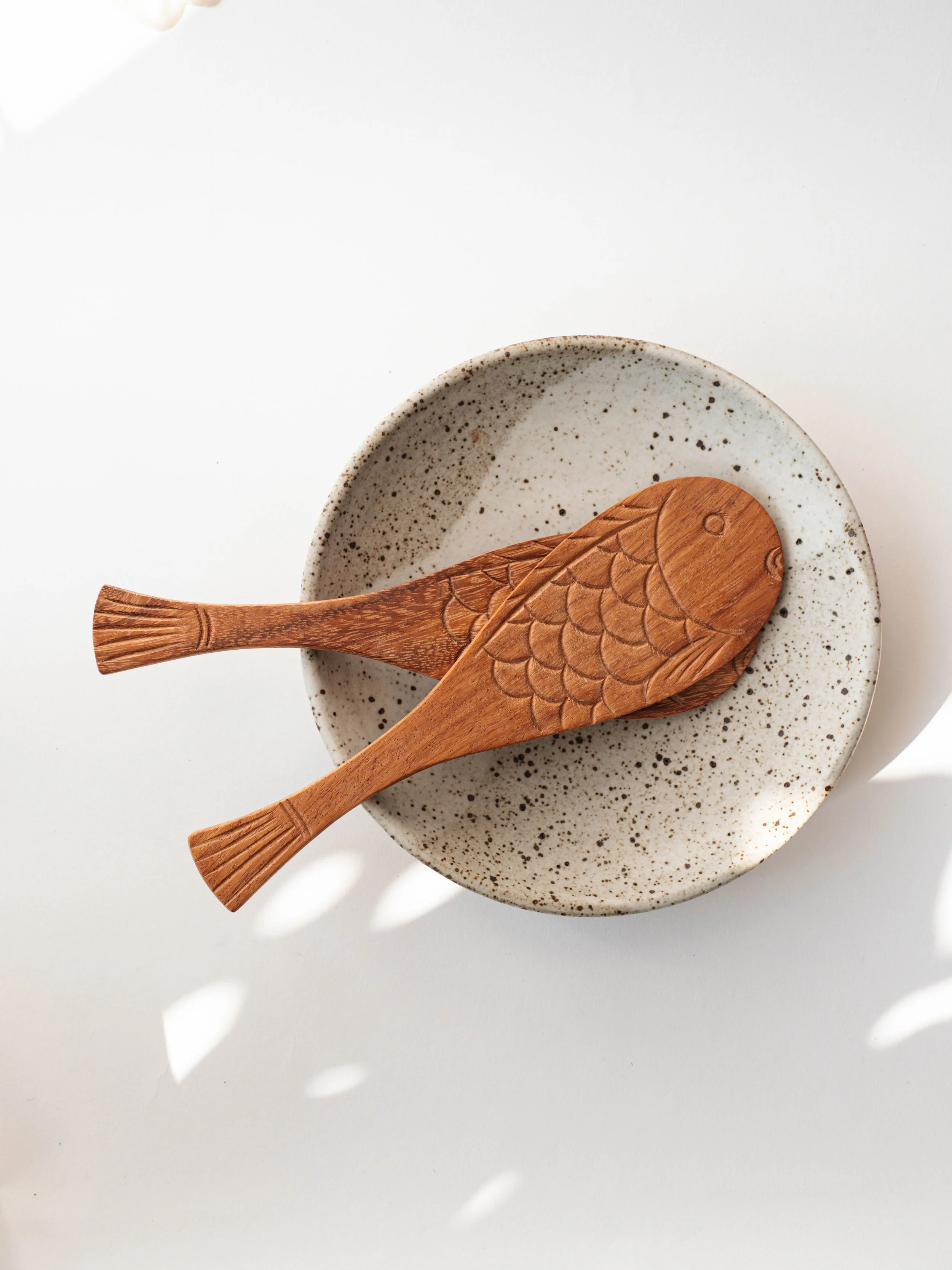 Handcarved Wooden Fish Rice Spoon
