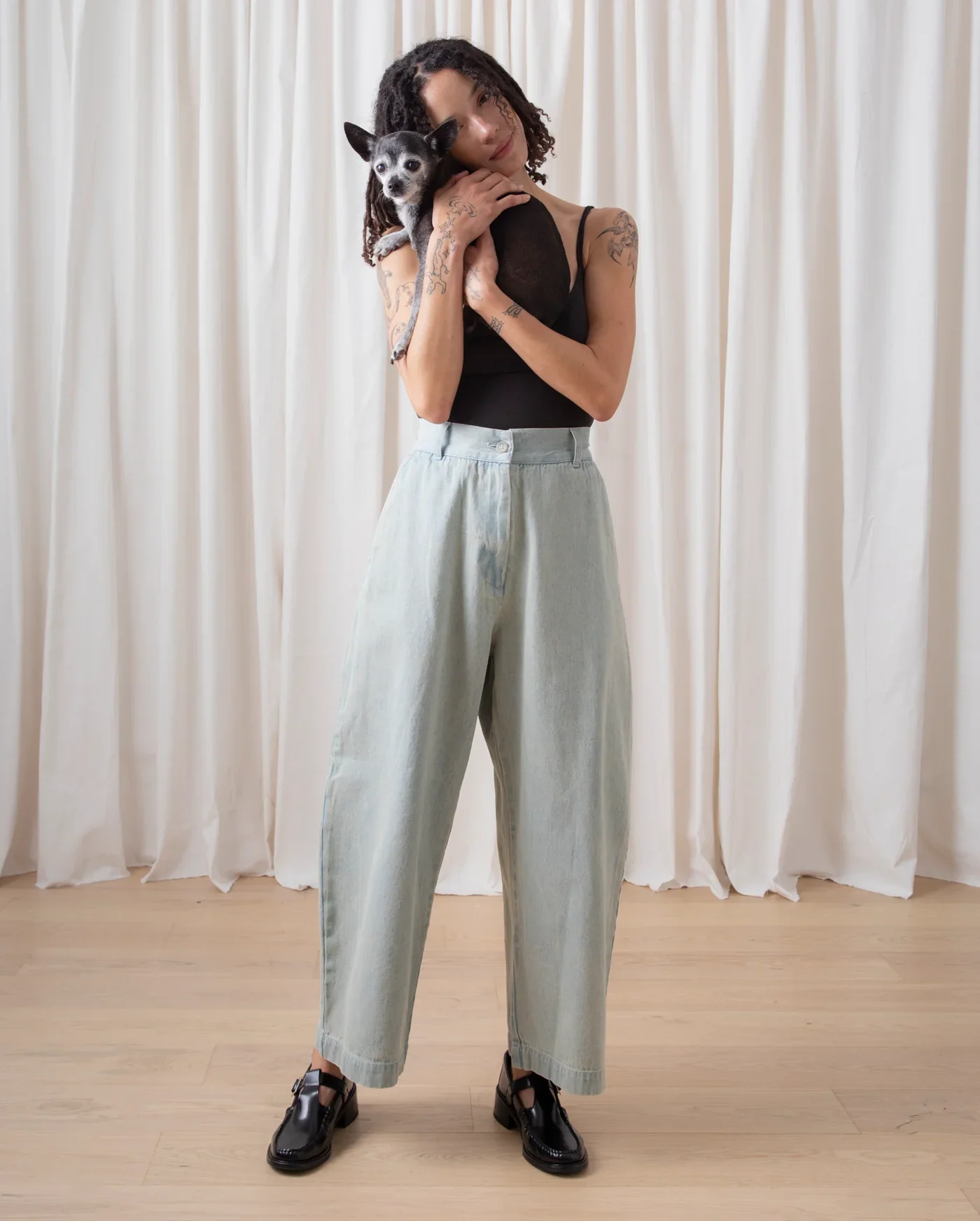 Ali Golden Loose Barrel Pant - Light Denim