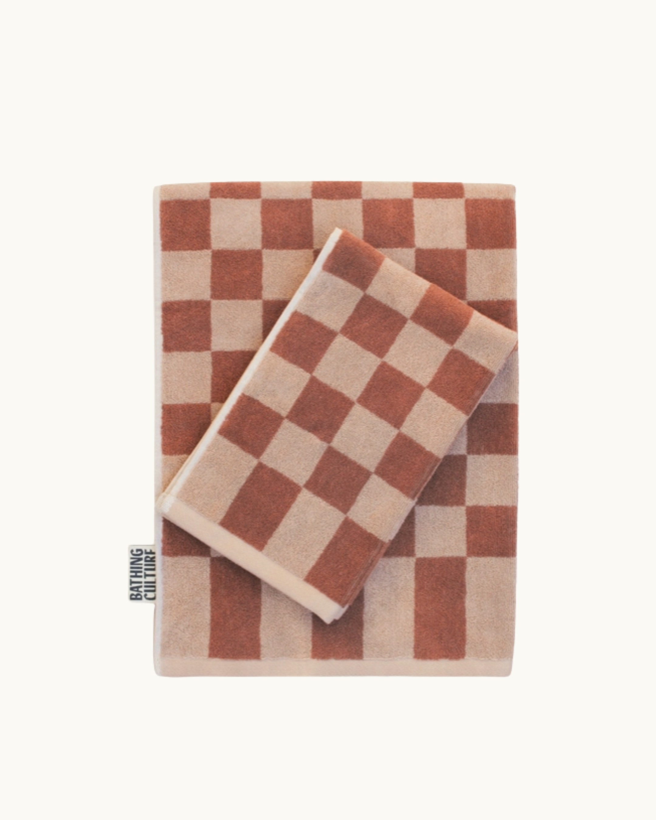 Bathing Culture Check Organic Cotton Towel - Clay