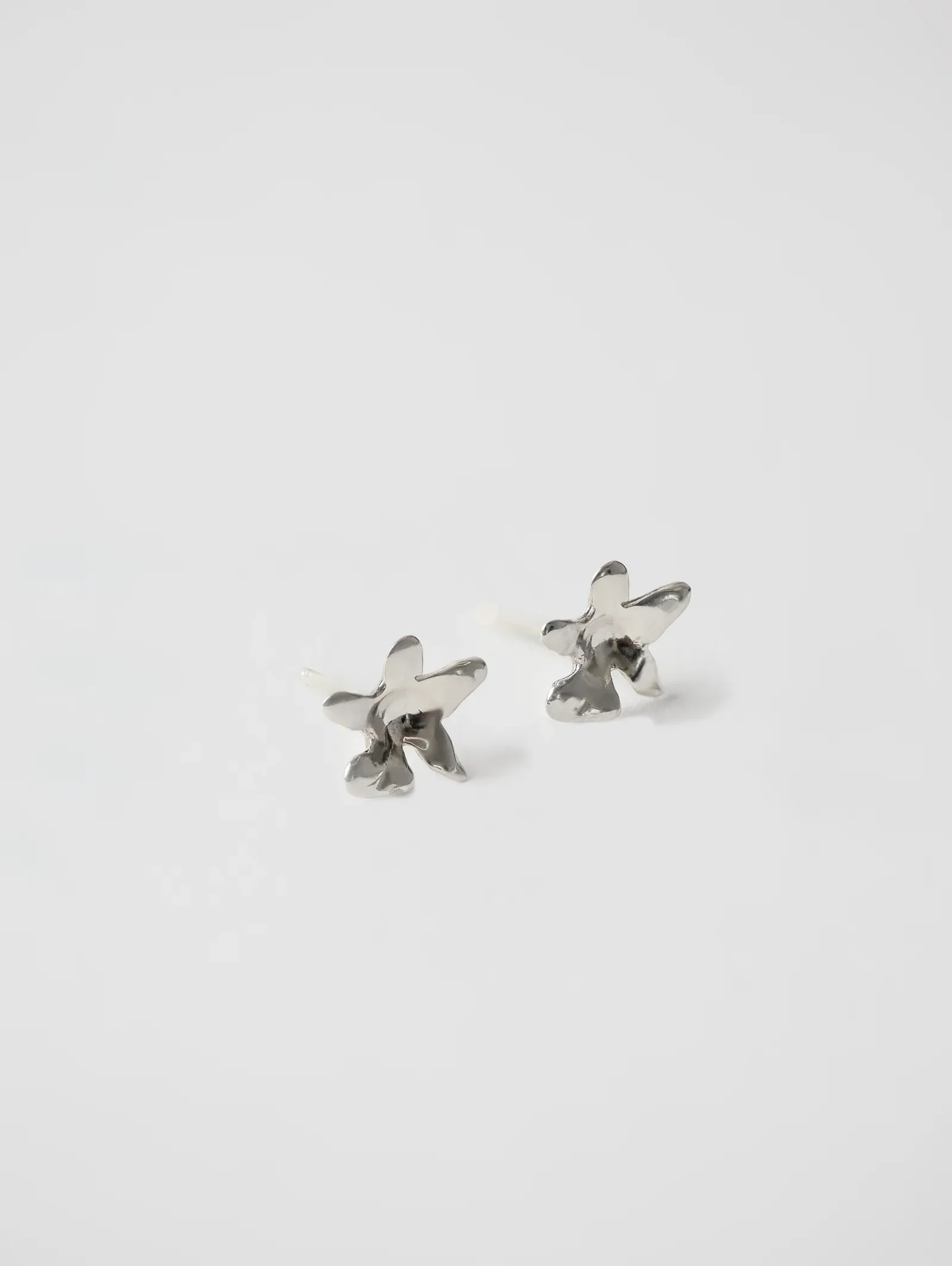 Wolf Circus Flower Charm Stud Earrings - Sterling Silver