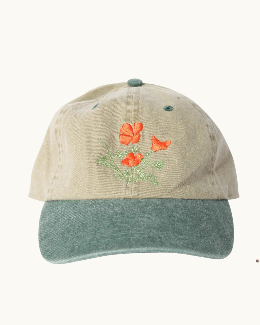Gravel & Gold Poppy Cap - Two Tone Green