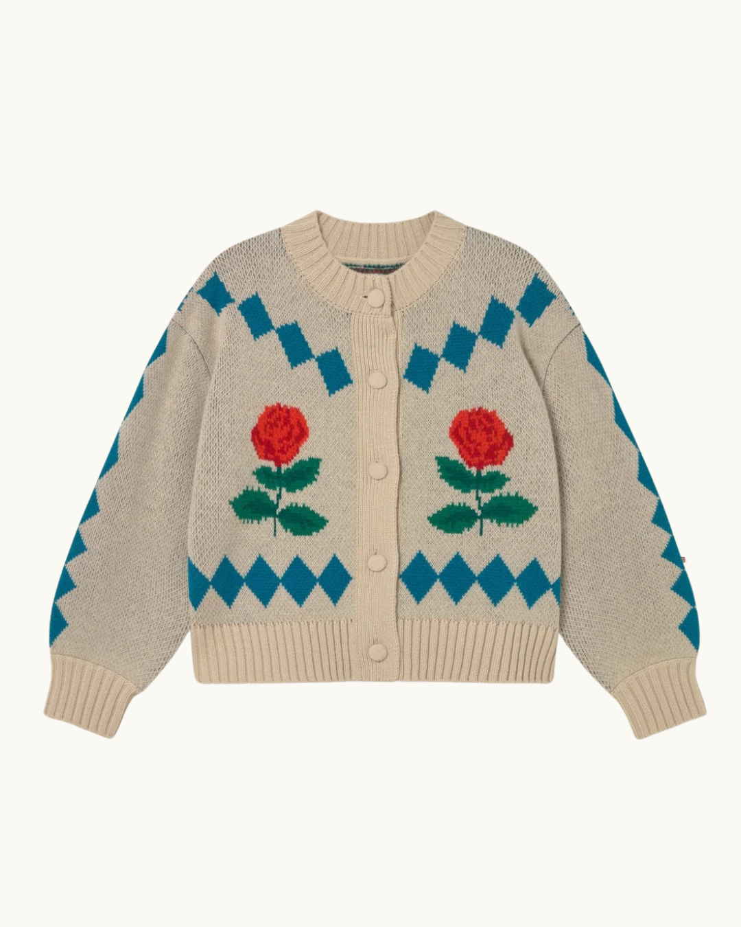 Tiny Big Sister Diamond Roses Cardigan