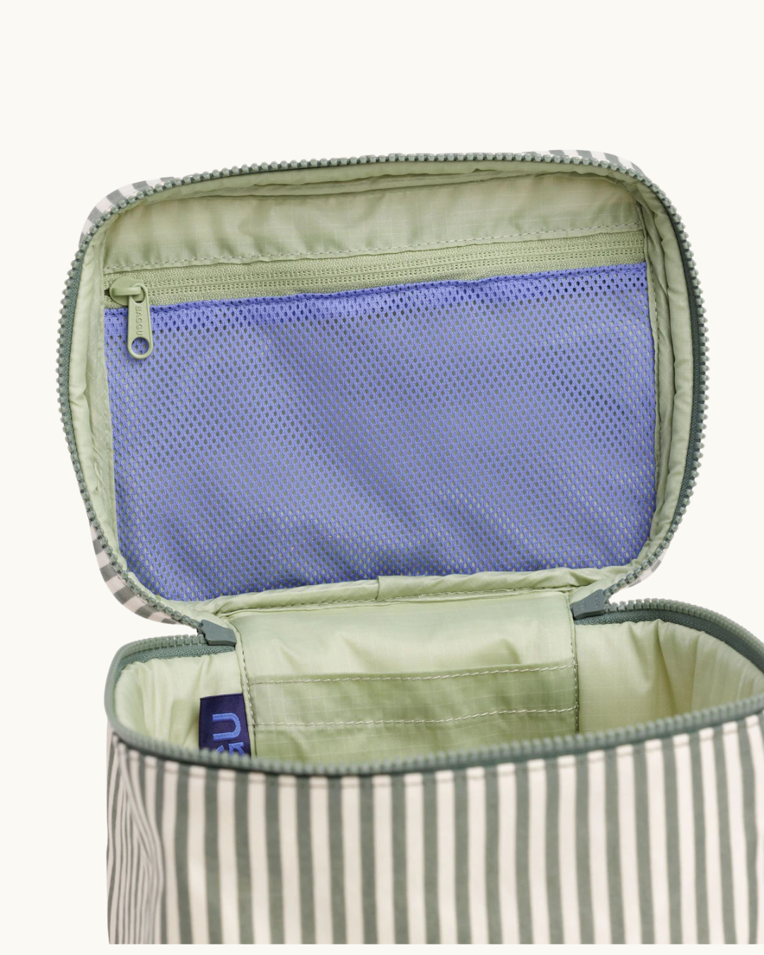 Baggu Large Cosmetic Case - Sage Stripe