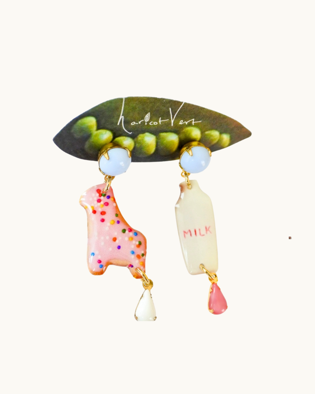 Haricot Vert Milk & Cookies Dangle Earrings