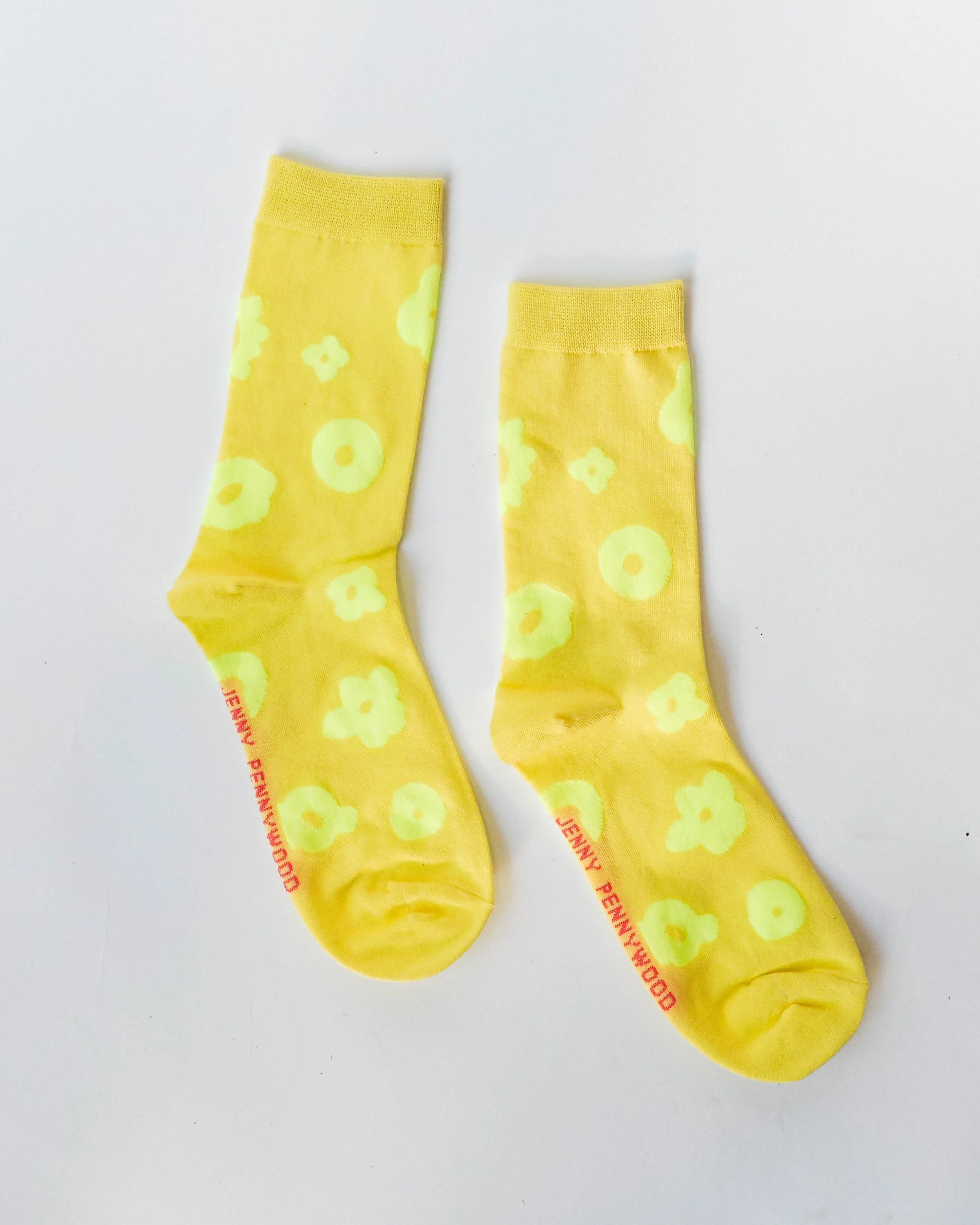 Jenny Pennywood Crew Socks - Celeste & Sunny Yellow