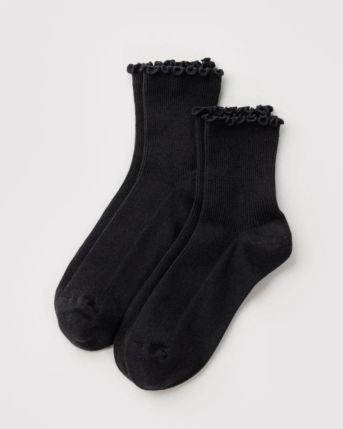Baggu Lettuce Edge Sock Set of 2 - Black