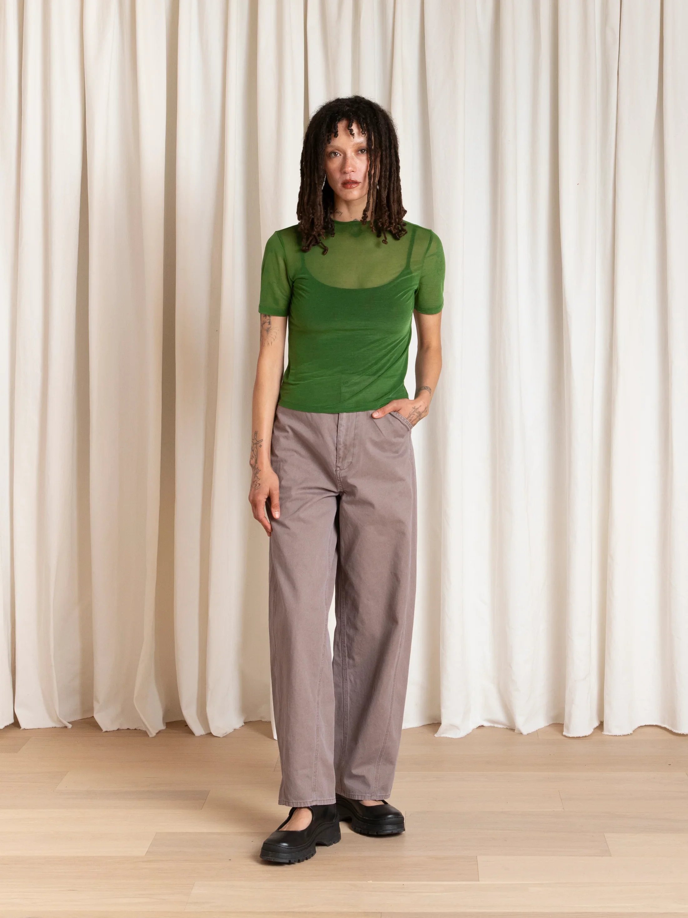 Ali Golden Fitted Barrel Pant - Mauve