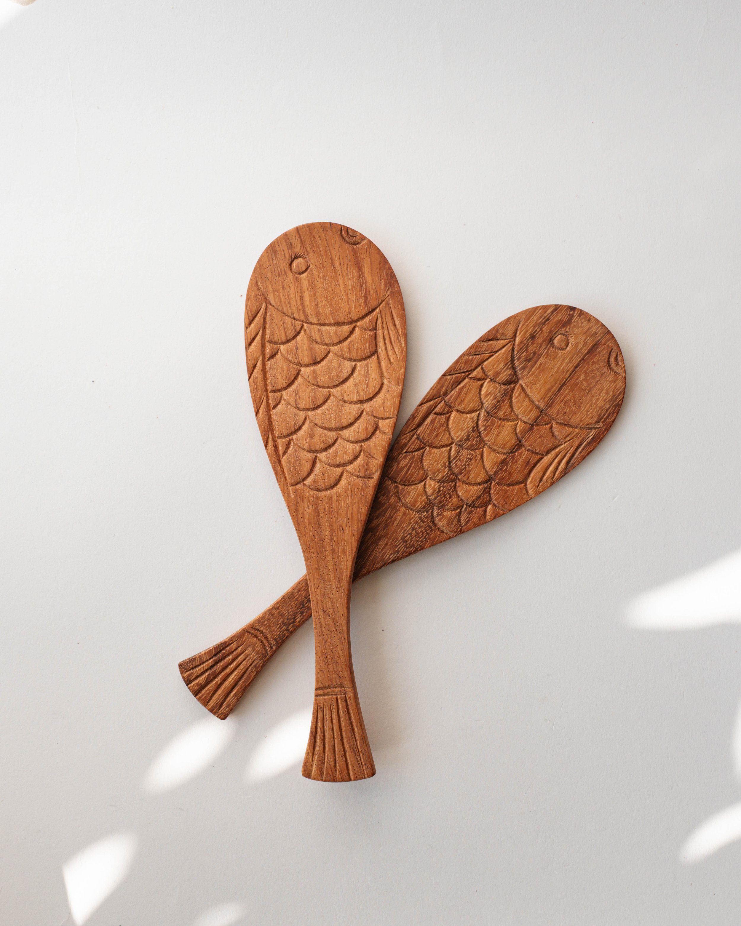 Handcarved Wooden Fish Rice Spoon