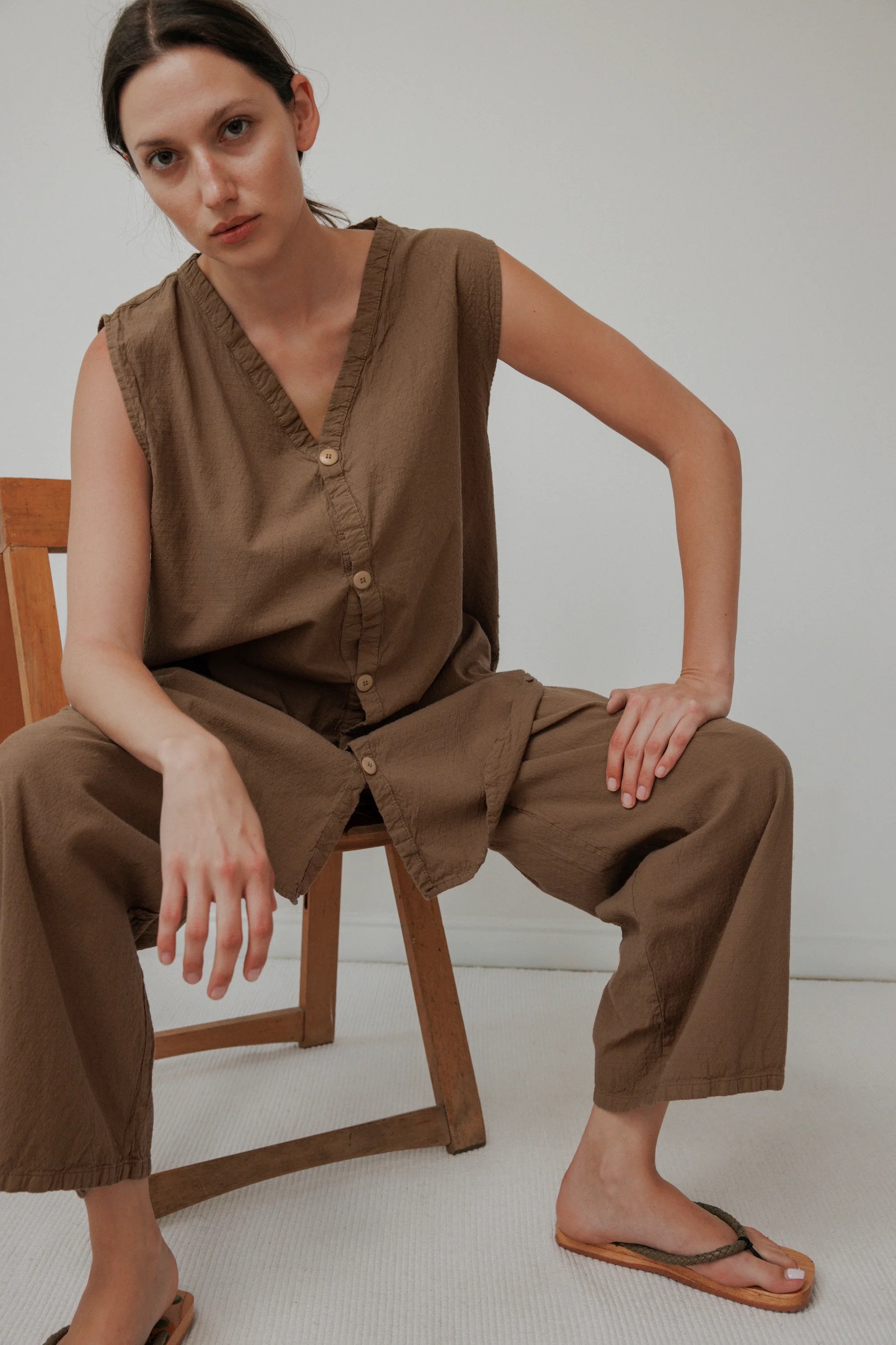 Wol Hide Wide Trouser - Sepia