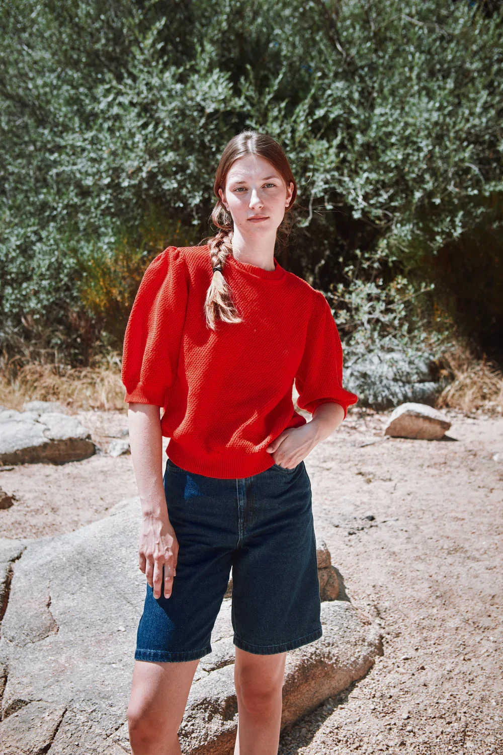 L'Envers Red Oversize Tee - Garaldine