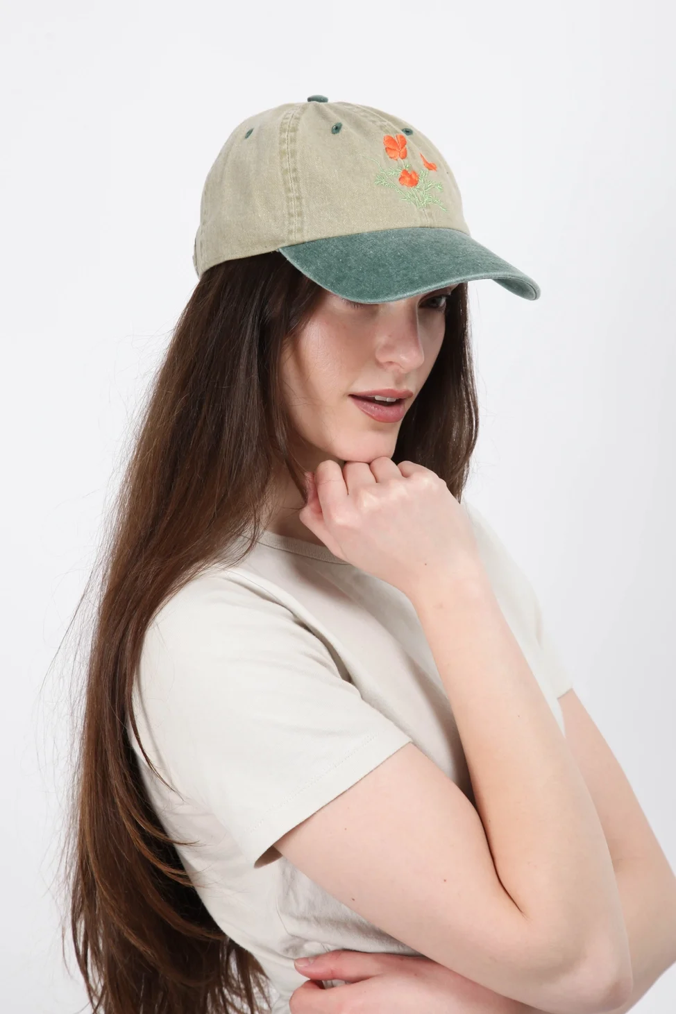 Gravel & Gold Poppy Cap - Two Tone Green