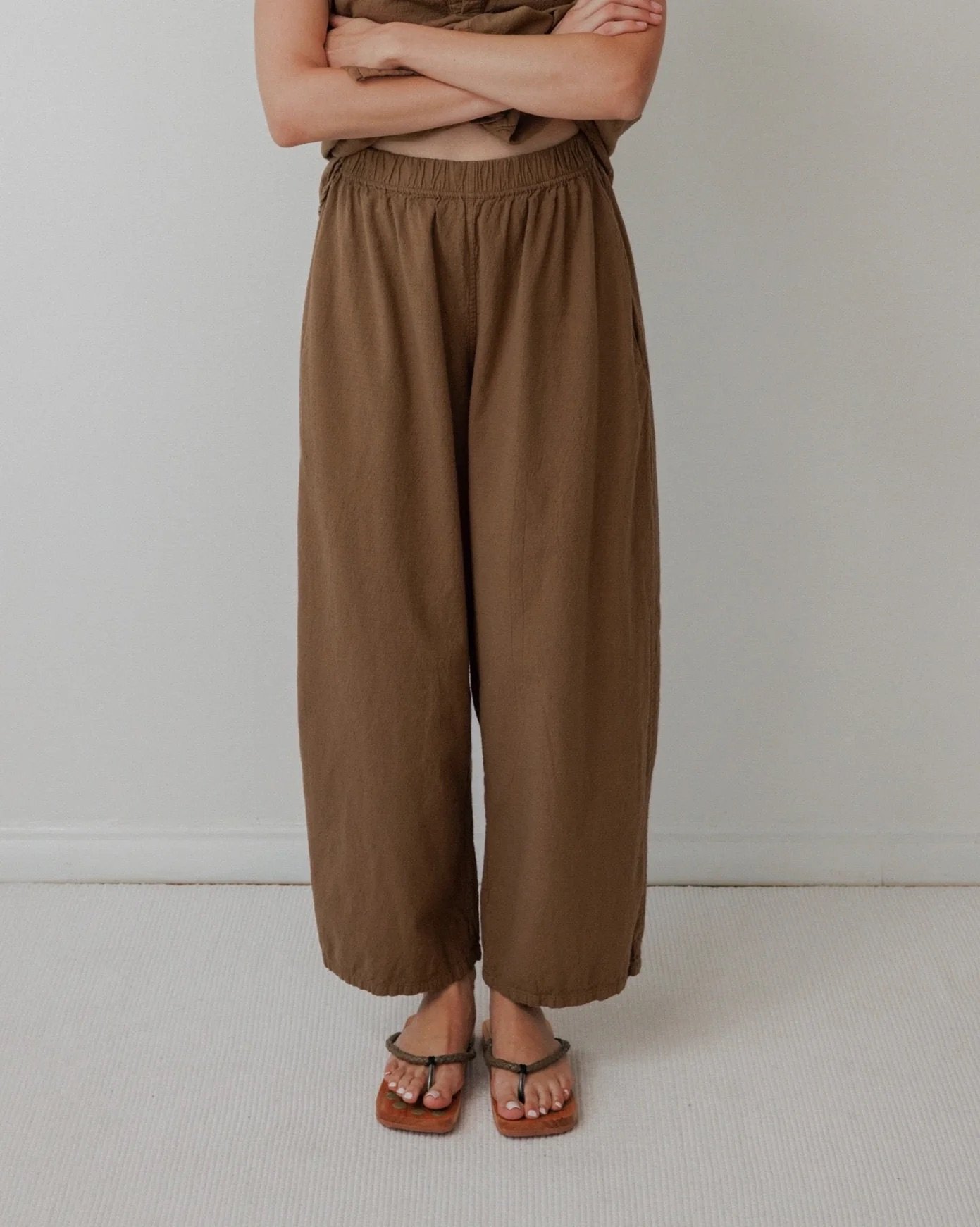 Wol Hid Wide Trousers - Sepia