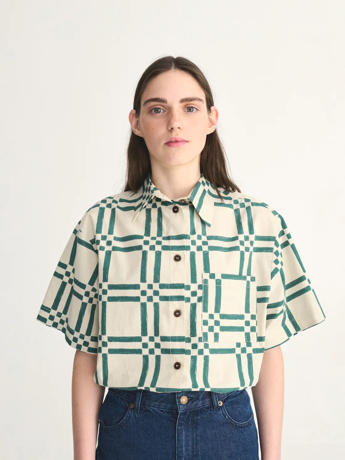 Bobo Choses Squares All Over Poplin Shirt