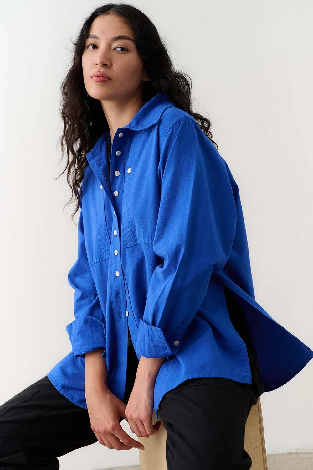 Noble Collard Shirt - Cobalt