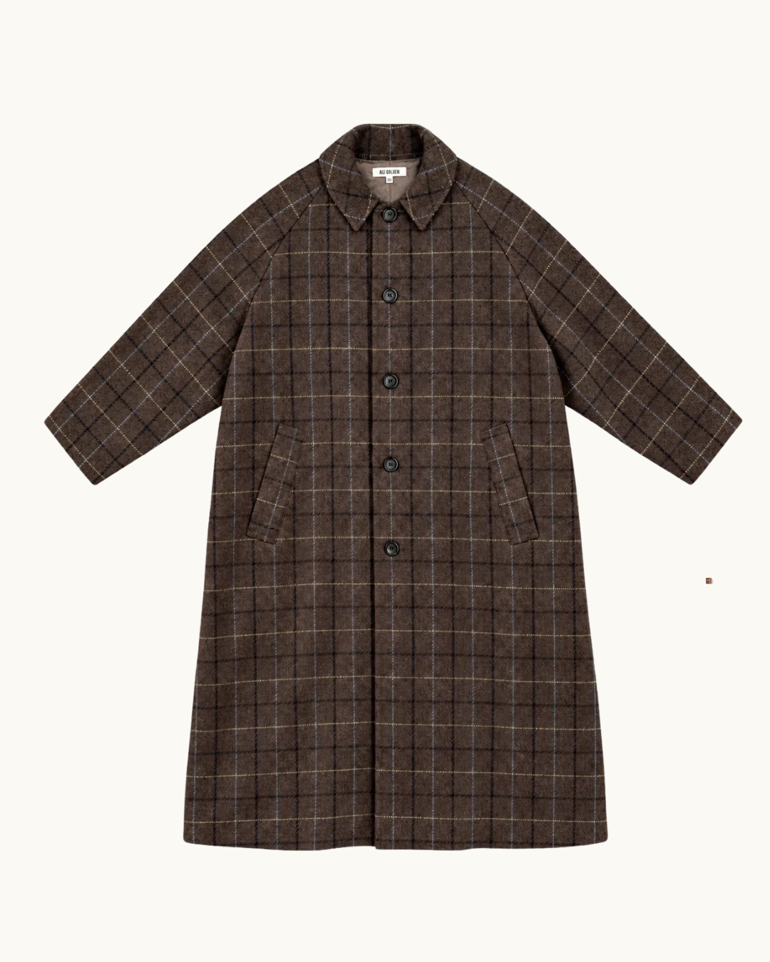 Ali Golden New Wool Trench - Taupe Multicolored Plaid