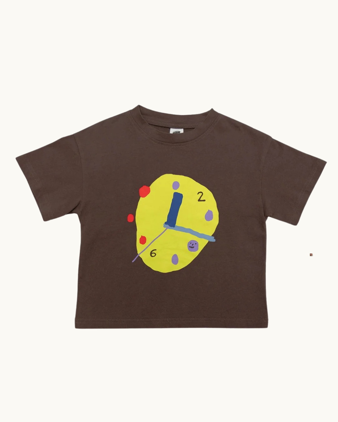 Milk Teeth Clock Tee, Brown