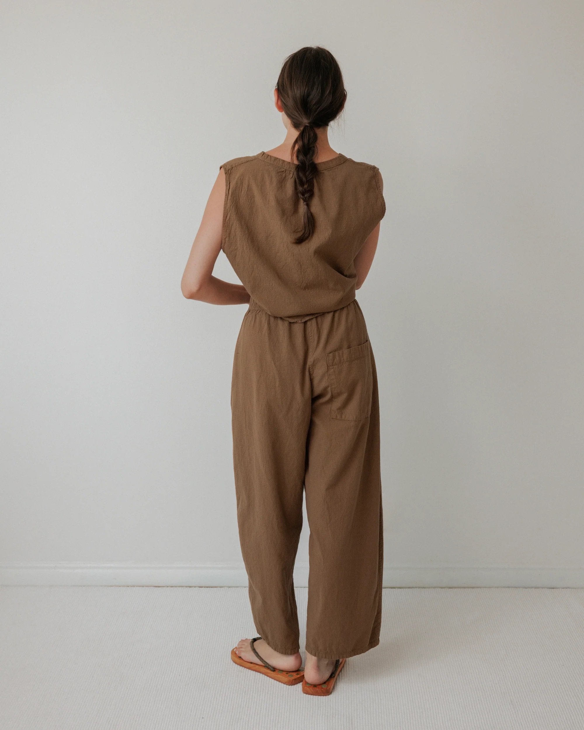 Wol Hide Wide Trouser - Sepia